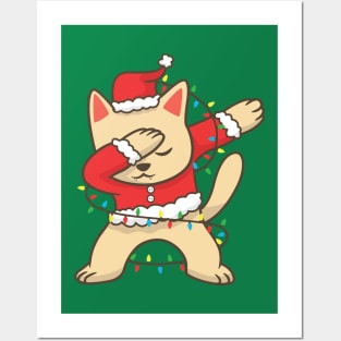 Dabbing Cat Christmas Lights Posters and Art